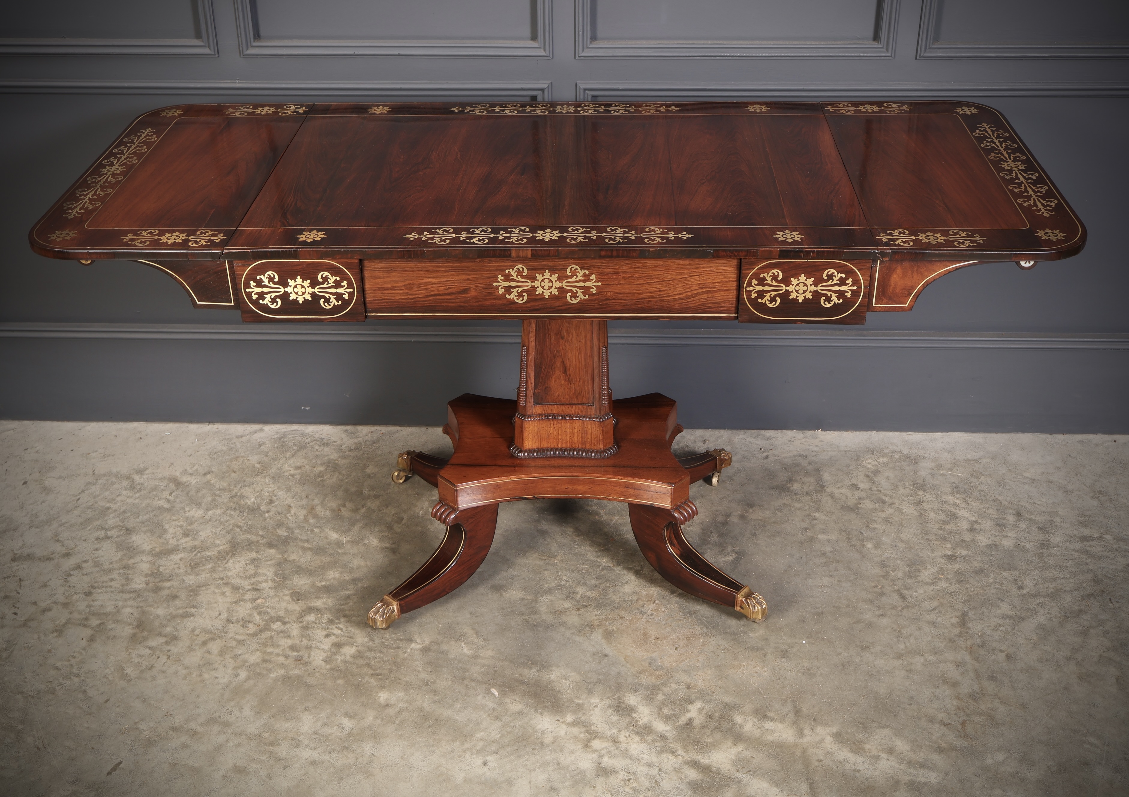 Regency Rosewood Brass Inlaid Sofa Table - Image 7